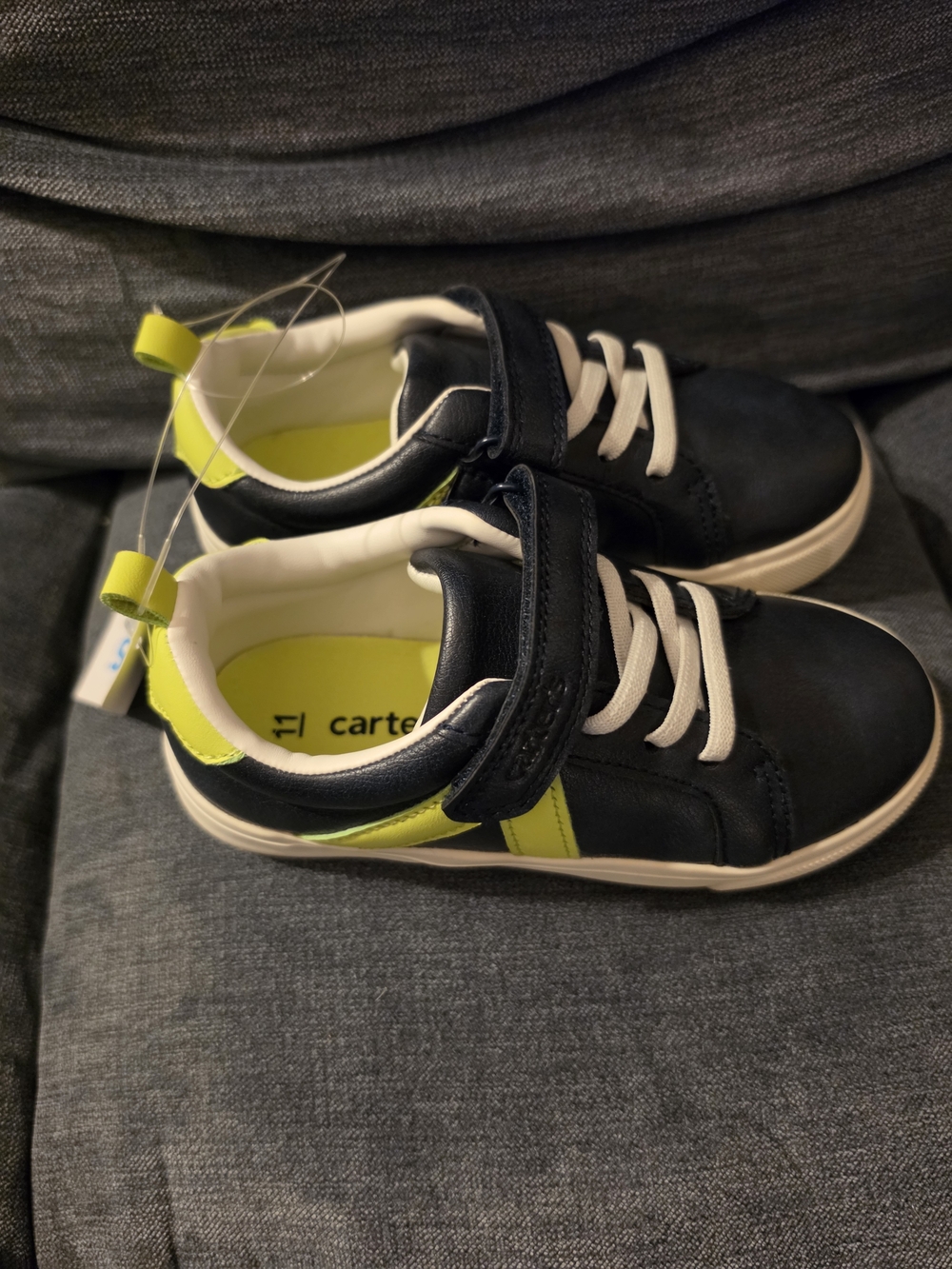 Carter's Navy and Neon Yellow Kids Sneakers Size 11